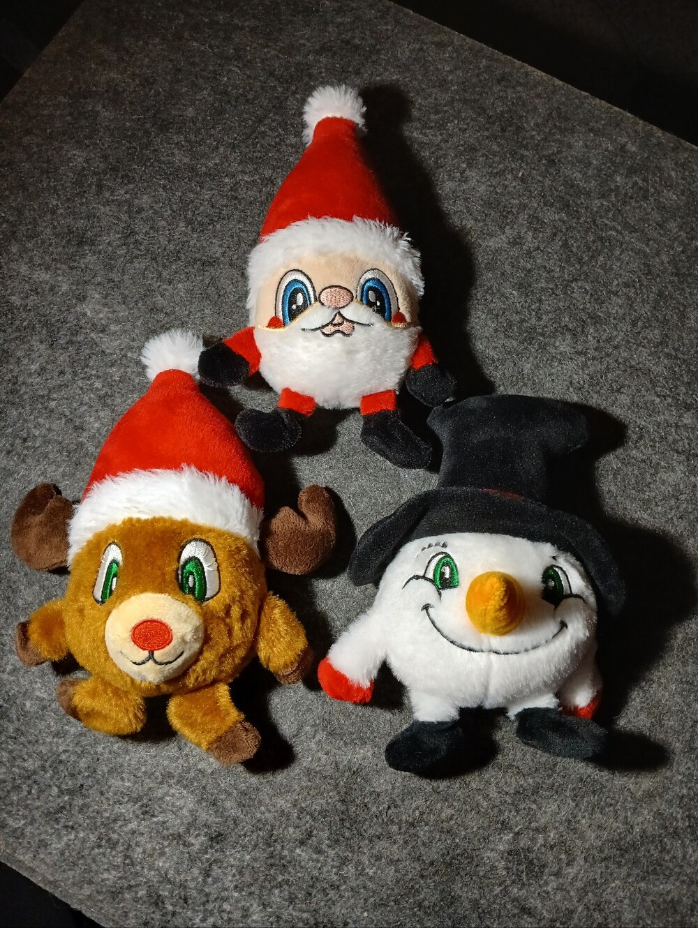 Plush Holiday Trio - Santa, Reindeer, Snowman